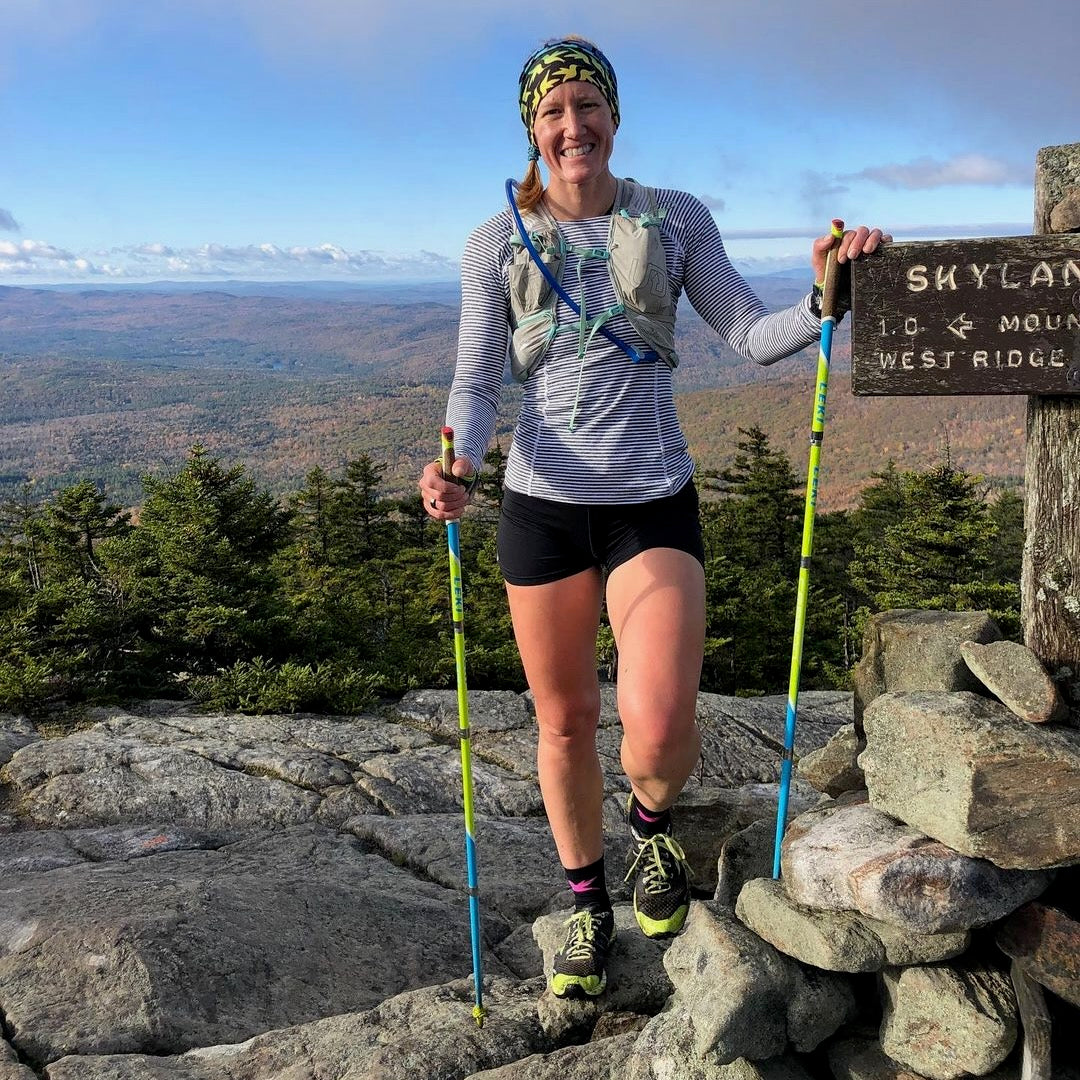 Alyssa Godesky on top of peak in VJ Shoes MAXx