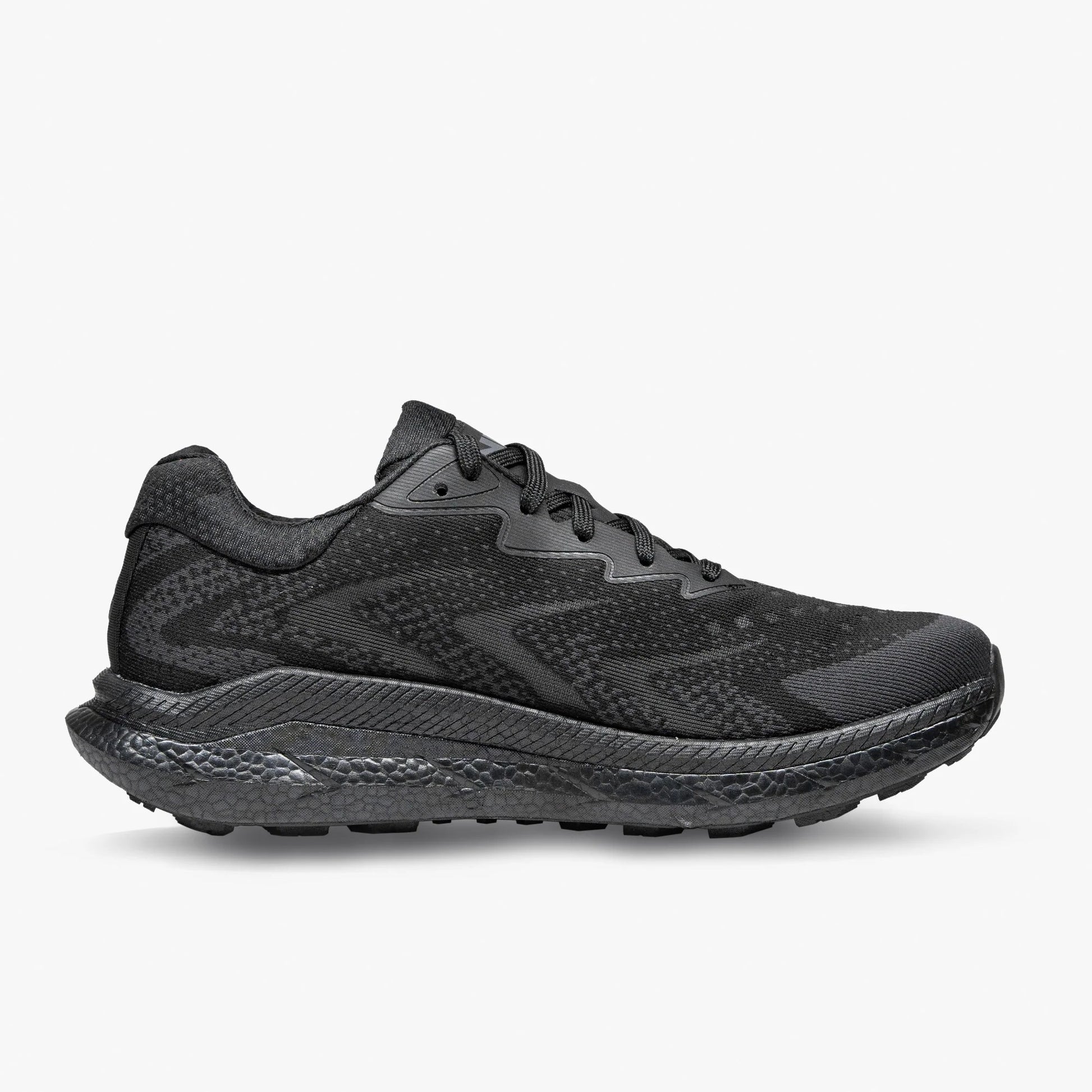 Inner side view of VJ Shoes Flow trail running shoe in black