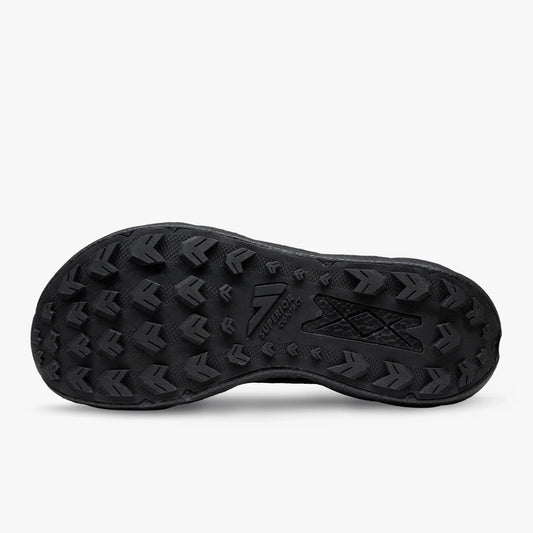 Sole of VJ Shoes Flow trail running shoe in black